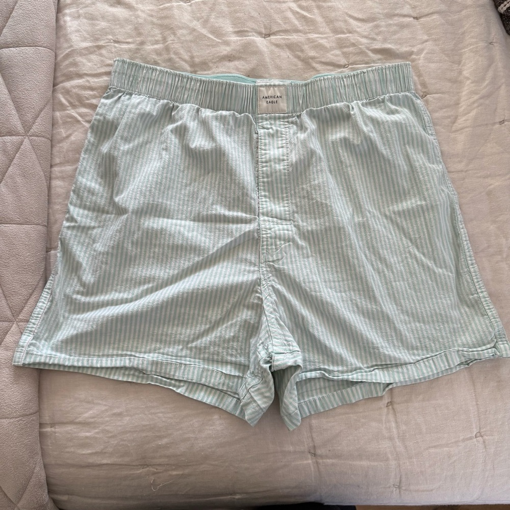 American Eagle🦅 Men's Light Green Striped Boxer Shorts‎